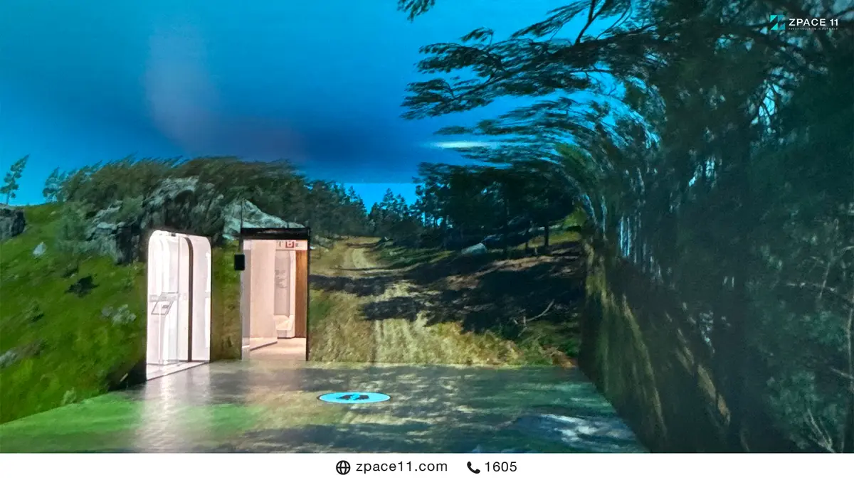 ห้อง LED Immersive จำลองภูมิทัศน์ป่าและท้องฟ้า