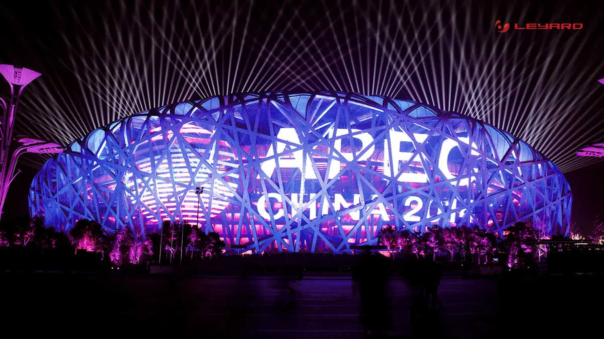 จอ LED รอบอาคารรังนกในงาน APEC ประเทศจีน